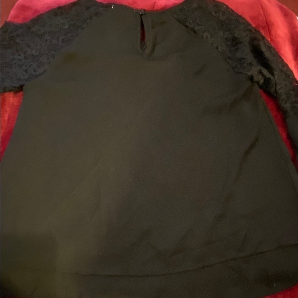 Black Boho blouse bell sleeves lace - Picture 3 of 3